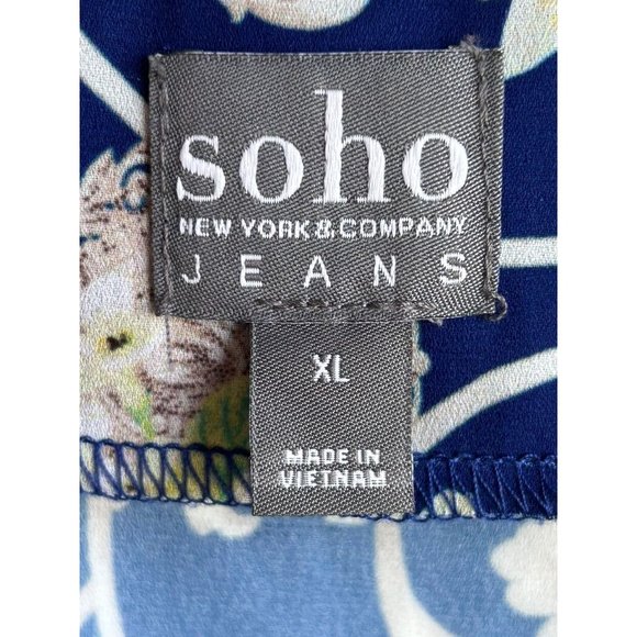 Soho New York & Co Multicolor Sleeveless Faux Wrap Tie Front Blouse - Size XL - Picture 4 of 6